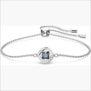 Adjustable Crystal Bracelet with Square Cut Stones and Slide Closure